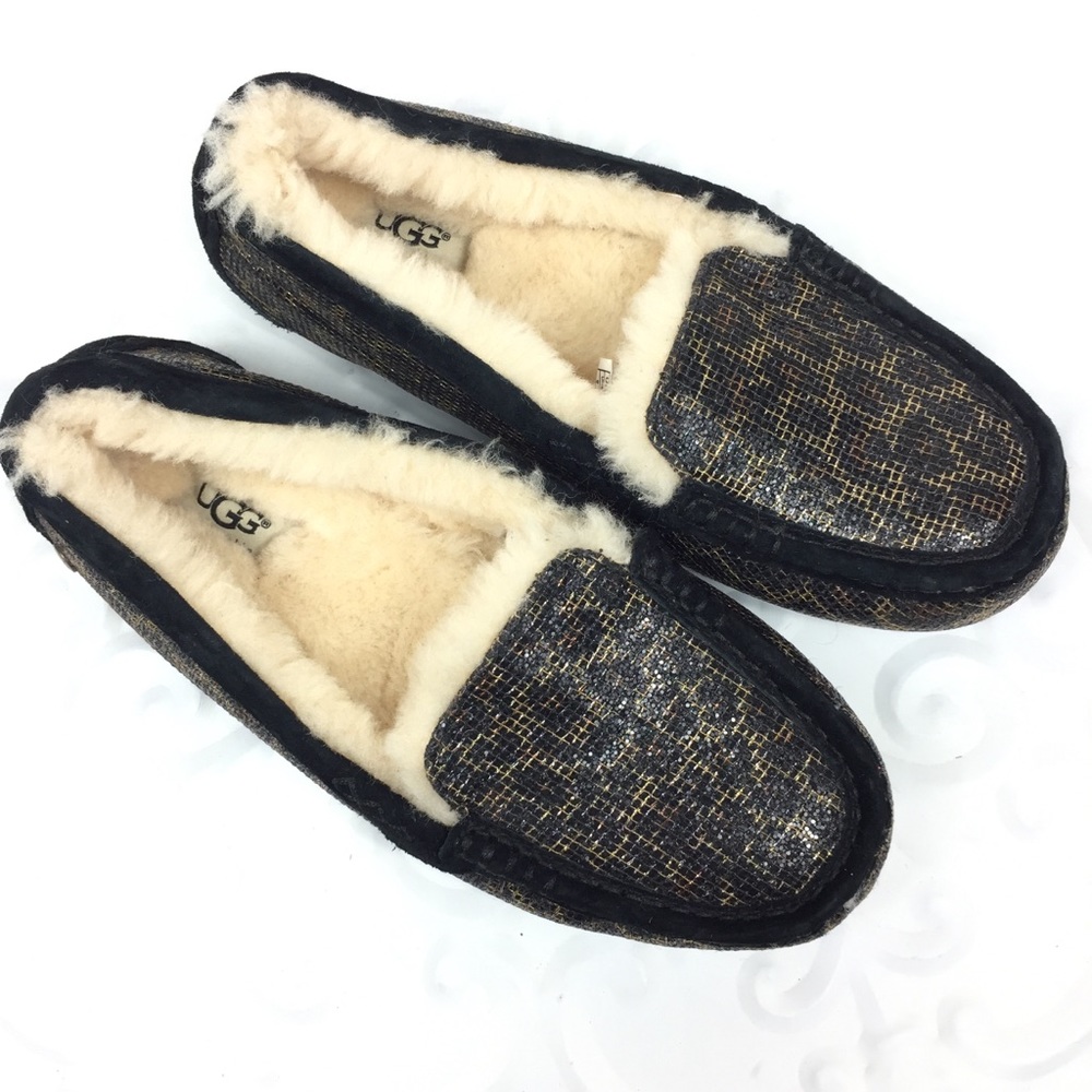 UGG Ansley Cheetah Leopard Sparkle Leather Suede 9